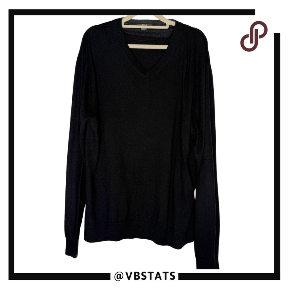 Johnston & Murphy Men’s V-Neck Silk Angora Blend Pullover Sweater Black XL